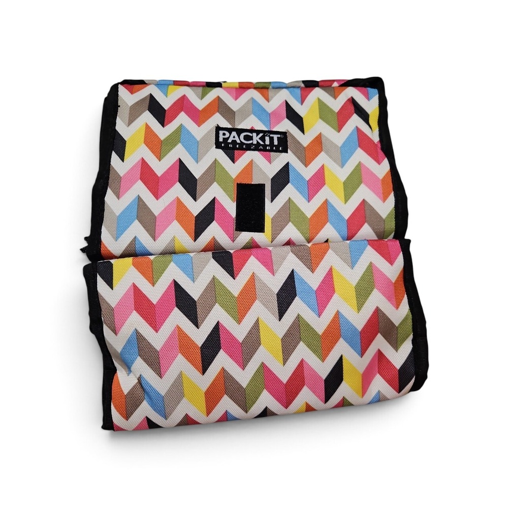**PackIt Freezable Lunch Bag Multicolor Chevron Geometric Insulated Cooler Pouch